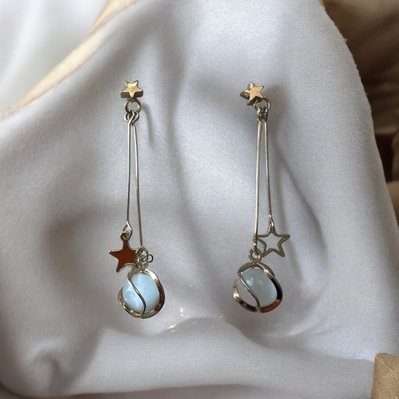 Jewelry - Post Silver Needle Fashion Earrings with Natural stone